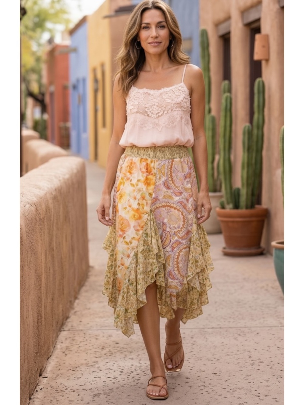 POL Blush 3D Floral Lace Spaghetti Strap Cami Top - Picture 2 of 6